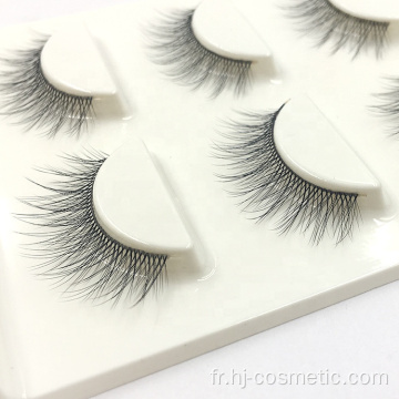 Faux cils synthétiques de qualité supérieure en faux soie artificielle double 3D